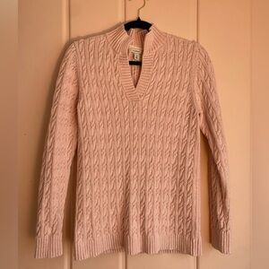 L.L. Bean Cotton Women's V-Neck Sweater in Soft Pink